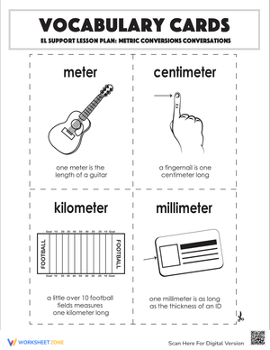 Metric Conversions Vocabulary Cards Worksheet