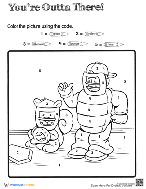 Color by Number Baseball Worksheet