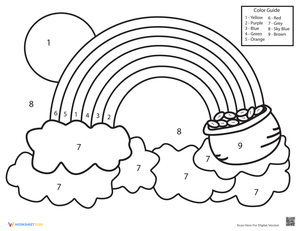 Color by Number Rainbow Fun Worksheet