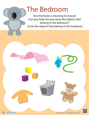 Bedroom Sorting Worksheet for Preschool