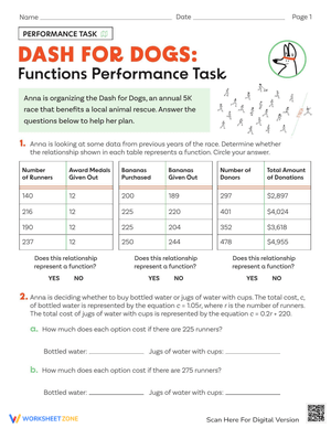 Dash for Dogs Functions Performance Task