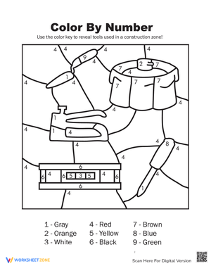 Construction Color by Number: Fun Worksheet