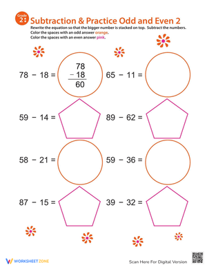 Subtraction Practice With Odd And Even Numbers