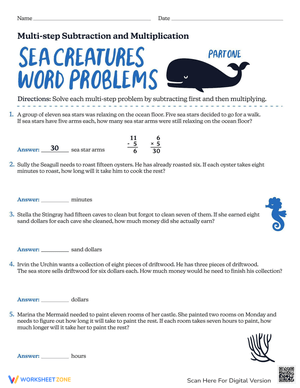 Sea Creatures: Solving Math Word Problems
