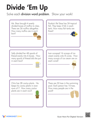 Division Word Problems for Third Grade
