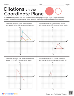 Dilations on the Coordinate Plane Worksheet