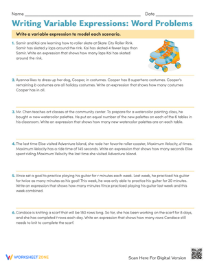 Writing Variable Expressions from Word Problems