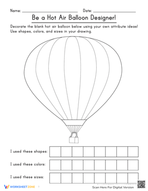 Design a Hot Air Balloon: Creative Worksheet
