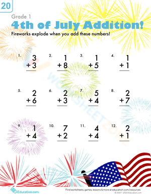 4th of July: Patriotic Addition Practice