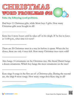 Solve Christmas Word Problems This Season
