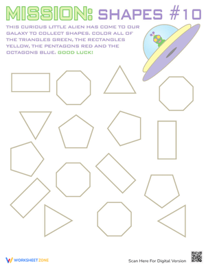 Alien Mission: Identifying and Coloring Geometric Shapes