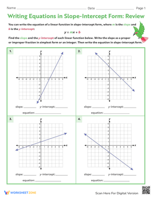 Writing Equations in Slope Intercept Form