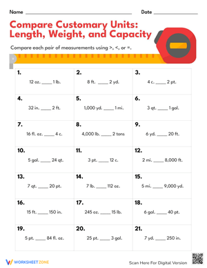 Comparing Customary Units of Length