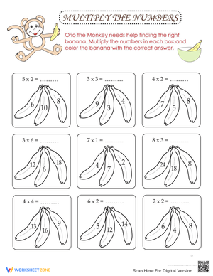 Coloring Multiplication Numbers Worksheet