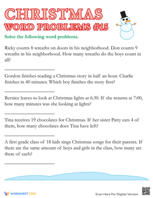 Challenging Christmas Word Problems Math