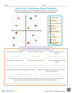 Zoo Coordinate Plane Problems