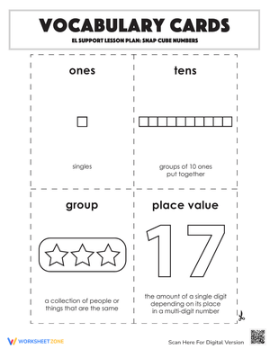 Vocabulary Cards: Snap Cube Numbers