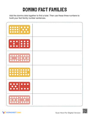 Domino Fact Families Math Worksheet
