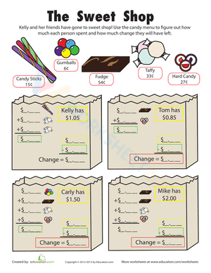 Make Change - Math Worksheet