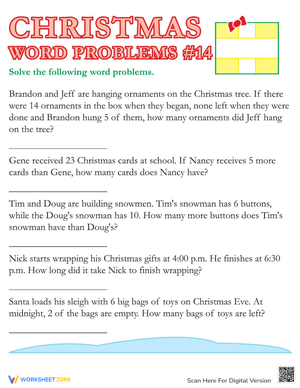 Solve Christmas Math Word Problems
