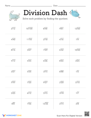 Interactive Division Dash Worksheet