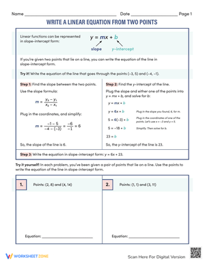 Write a Linear Equation: From Two Points