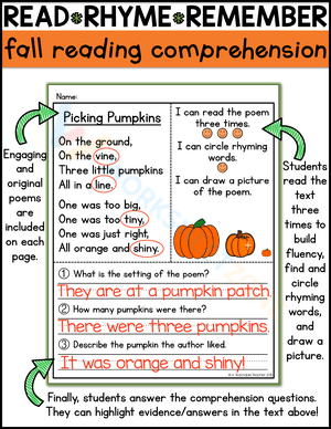 Fall Reading Comprehension: Poems for Kids
