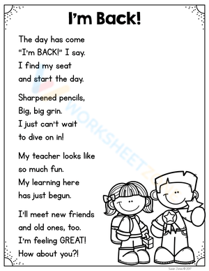 I'm Back: A Fun Back-to-School Worksheet