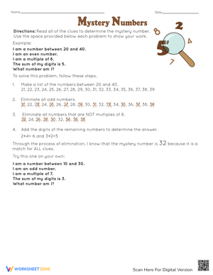 Solve the Mystery with Numbers Worksheet
