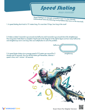 Solve Speed Skating Word Problems Worksheet