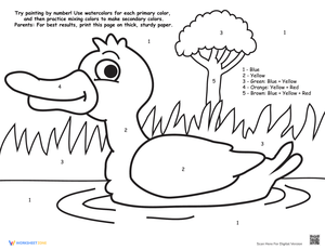 Watercolor Paint Number Duck Activity