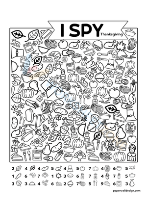 Thanksgiving I Spy Counting and Visual Search Worksheet