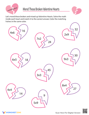 Mend Broken Valentine Hearts Puzzle