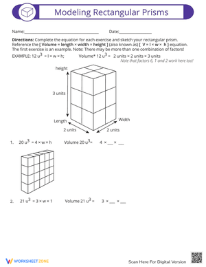 Modeling Rectangular Prisms: Geometry Worksheet