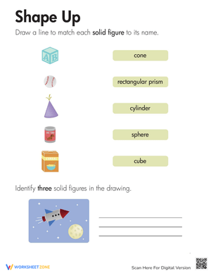 Solid Figures: Shape Up Geometry Skills Worksheet