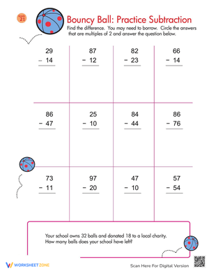 Subtraction with Multiples: Math Skills Worksheet