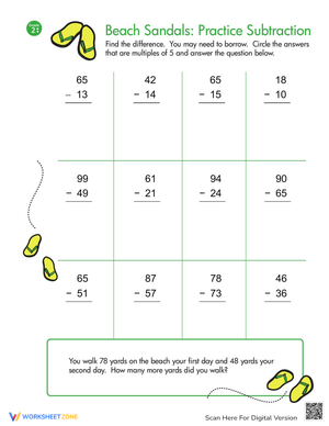 Subtraction Multiples Worksheet