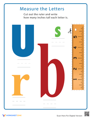 Measuring Alphabet: Practice Length and Units Worksheet