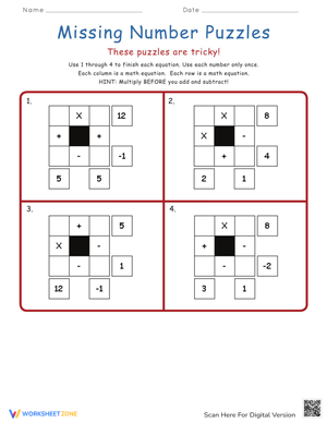 Engaging Math Puzzles: A Fun Math Worksheet