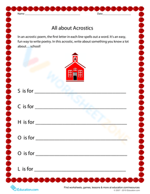 Create a School Themed Acrostic Poem