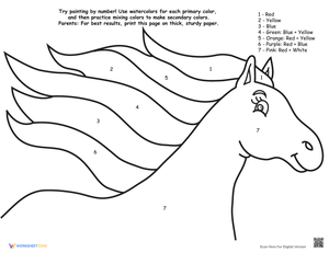Watercolor Paint by Number: Rainbow Horse
