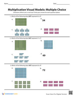 Visual Multiplication Multiple Choice Practice