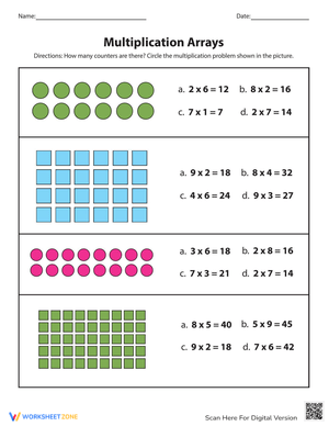 Multiple Choice Array Multiplication Practice