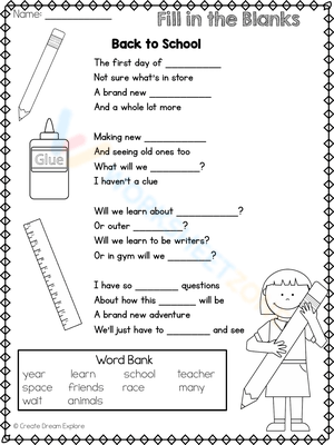 Back to School Poem of the Week Worksheet