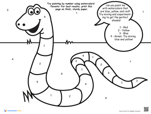 Watercolor Paint by Number Snake