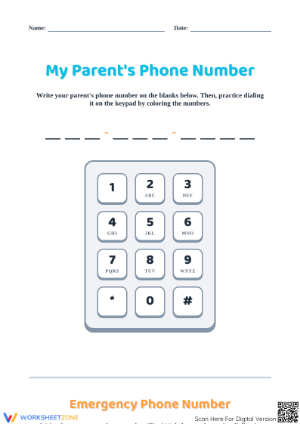 Essential My Phone Number Worksheet | Grade 1 Printable