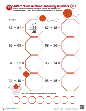 Subtraction Action! Ordering Numbers #9