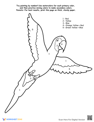 Watercolor Paint Number: Parrot Edition