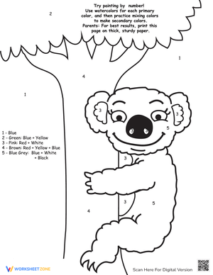 Watercolor Paint Number: Koala Bear Art