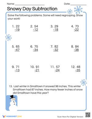 Snowy Day Subtraction: Winter Math Fun